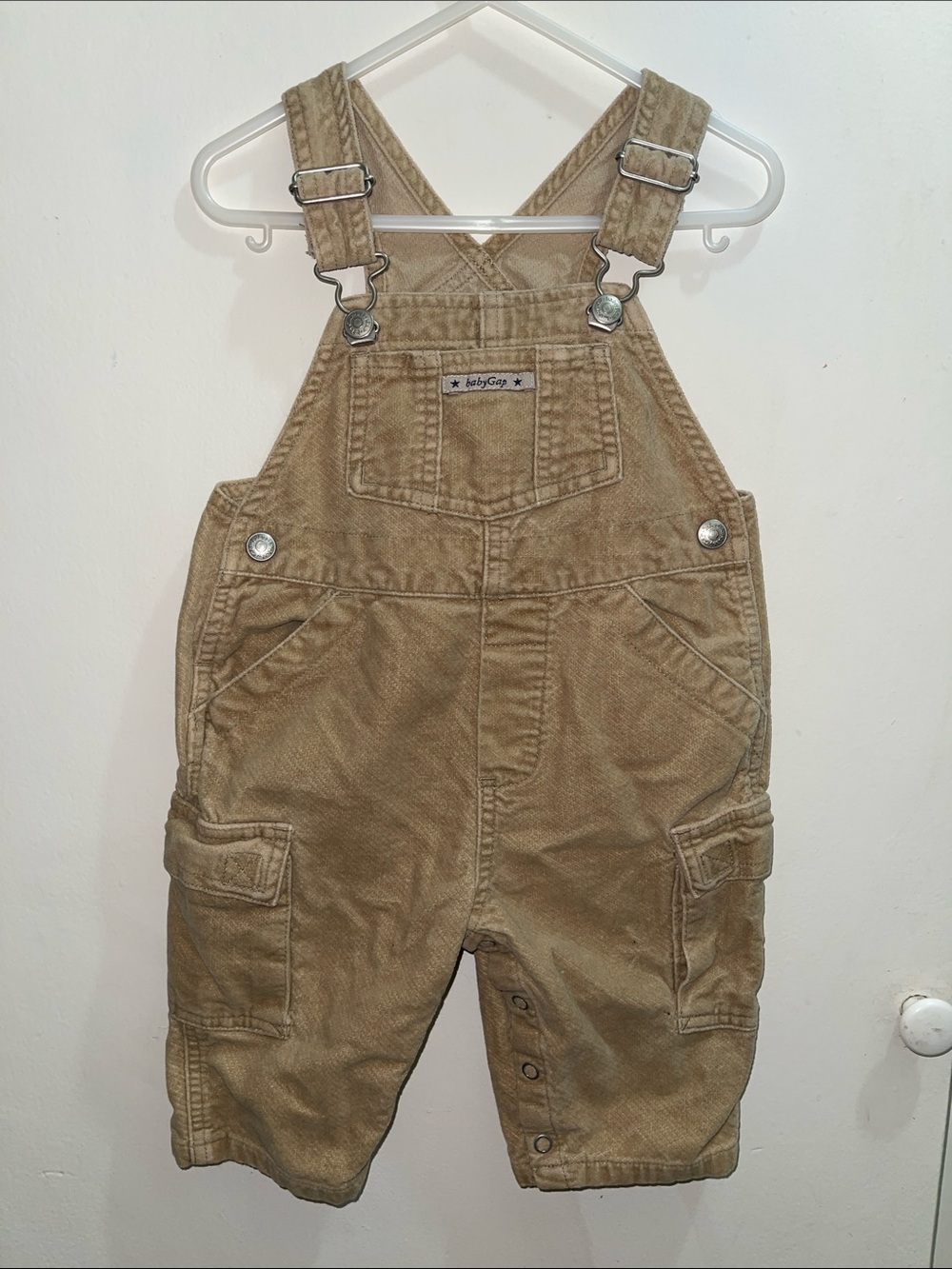 Vintage Baby GAP Beige/Tan Corduroy Kids Overalls Sz 6/12M
